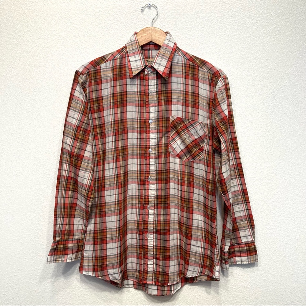 Vintage 70's Red Plaid button up shirt